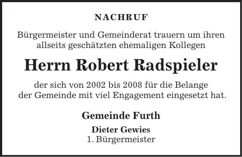 Traueranzeige Robert Radspieler