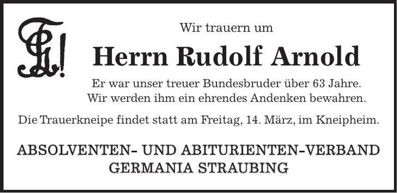 Traueranzeige Rudolf Arnold