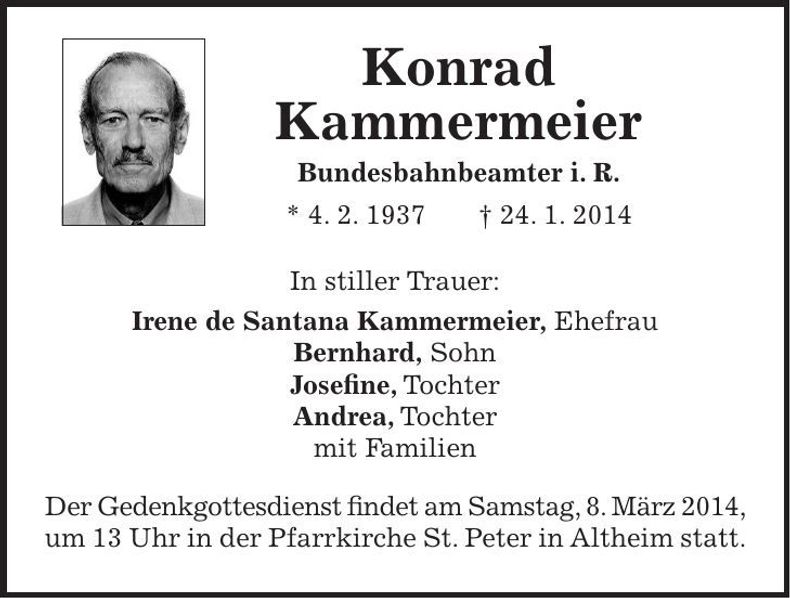 Traueranzeige Konrad Kammermeier