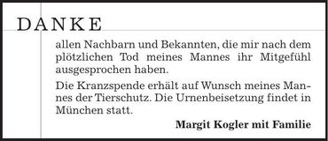 Traueranzeige  Kogler