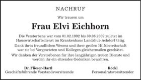 Traueranzeige Elvi Eichhorn