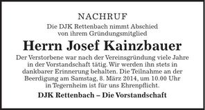 Traueranzeige Josef Kainzbauer