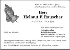 Traueranzeige Helmut F. Rauscher