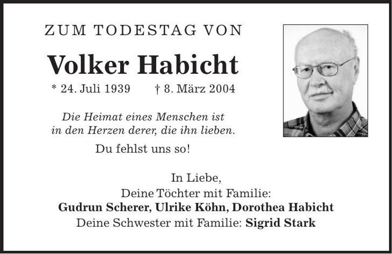 Traueranzeige Volker Habicht
