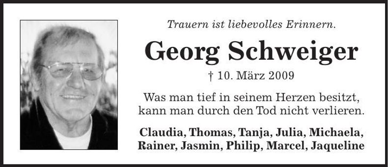 Traueranzeige Georg Schweiger