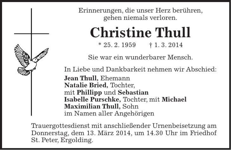Traueranzeige Christine Thull