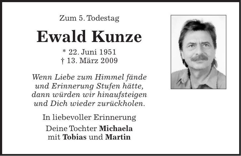 Traueranzeige Ewald Kunze