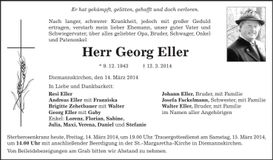 Traueranzeige Georg Eller