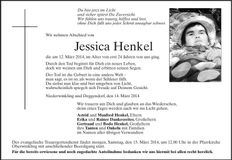 Traueranzeige Jessica Henkel