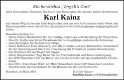 Traueranzeige Karl Kainz