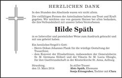Traueranzeige Hilde Späth