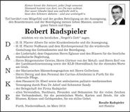 Traueranzeige Robert Radspieler