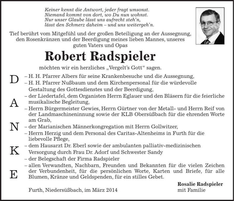 Traueranzeige Robert Radspieler
