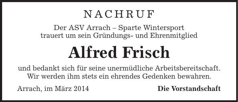 Traueranzeige Alfred Frisch