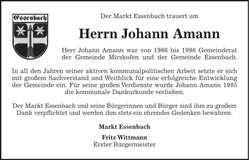Traueranzeige Johann Amann