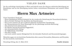 Traueranzeige Max Artmeier
