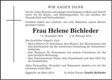 Traueranzeige Helene Bichleder