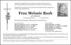 Traueranzeige Melanie Raab