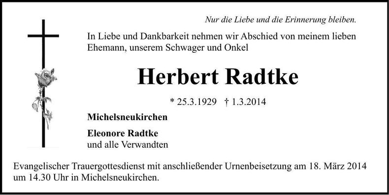 Traueranzeige Herbert Radtke
