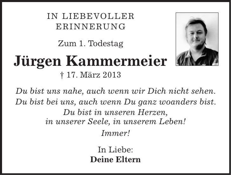 Traueranzeige Jürgen Kammermeier