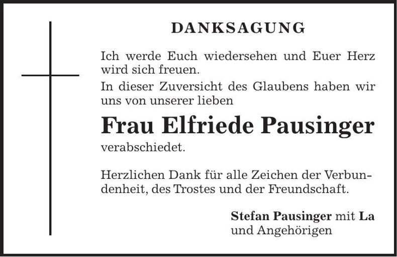 Traueranzeige Elfriede Pausinger