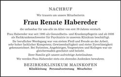 Traueranzeige Renate Habereder