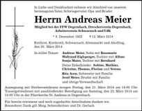 Traueranzeige Andreas Meier