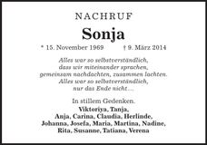 Traueranzeige Sonja 