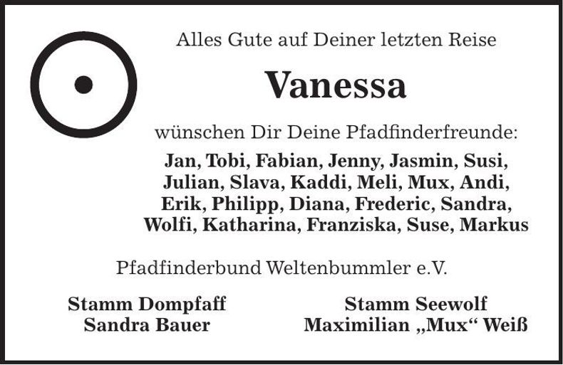 Traueranzeige Vanessa Loibl