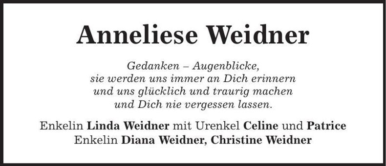 Traueranzeige Anneliese Weidner