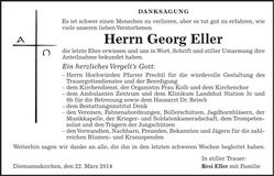 Traueranzeige Georg Eller