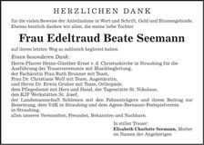 Traueranzeige Edeltraud Beate Seemann