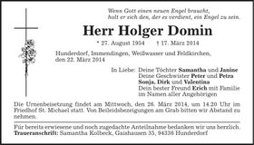 Traueranzeige Holger Domin