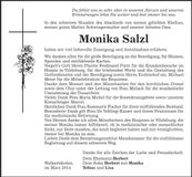 Traueranzeige Monika Salzl