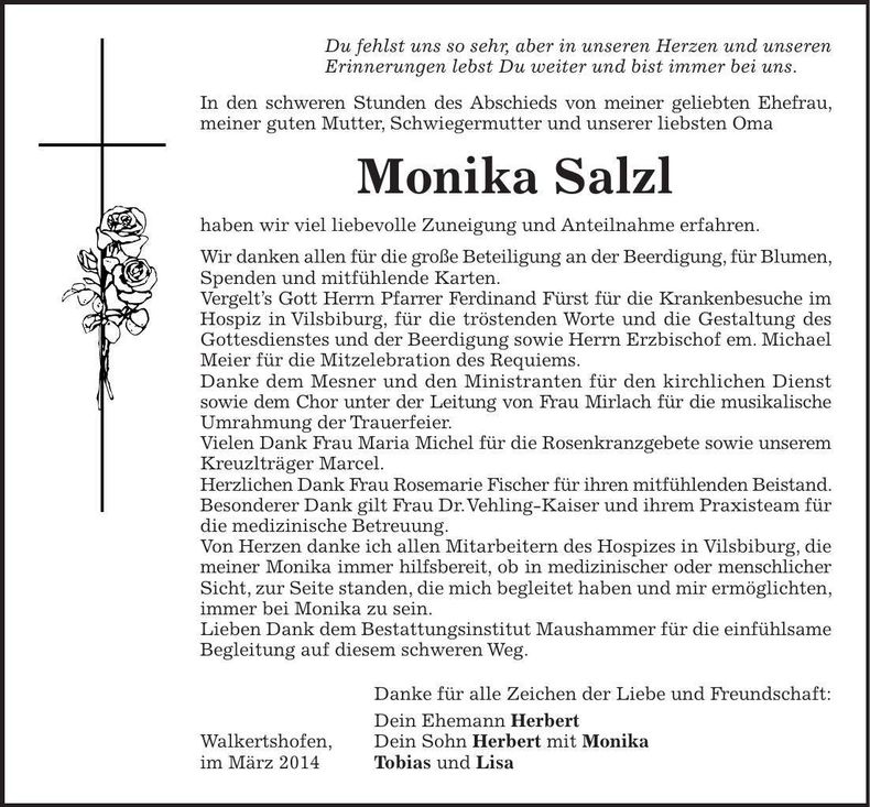 Traueranzeige Monika Salzl