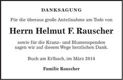 Traueranzeige Helmut F. Rauscher