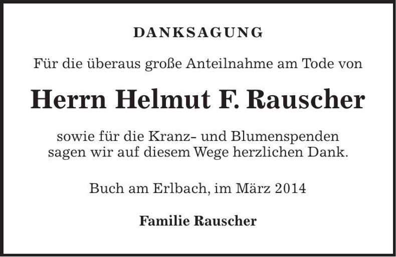 Traueranzeige Helmut F. Rauscher