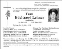 Traueranzeige Edeltraud Lehner