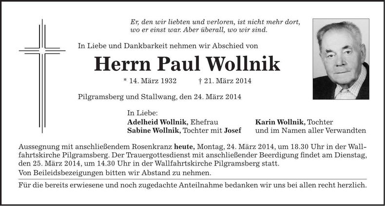 Traueranzeige Paul Wollnik