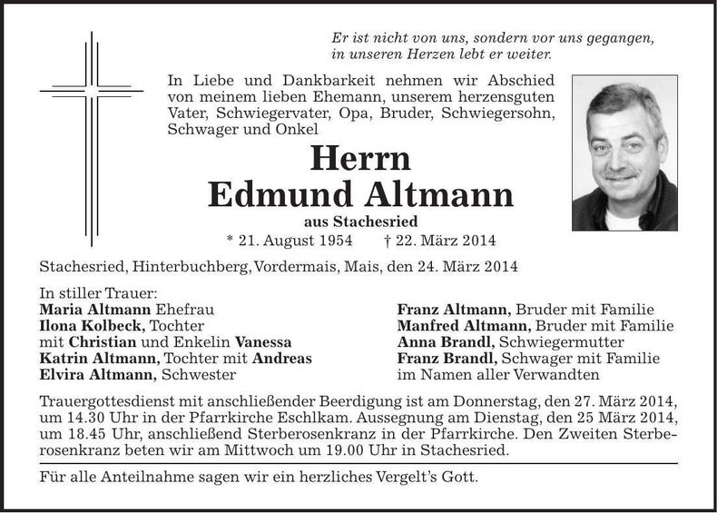 Traueranzeige Edmund Altmann