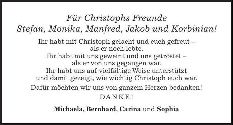 Traueranzeige Christoph Schmid