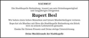 Traueranzeige Rupert Besl