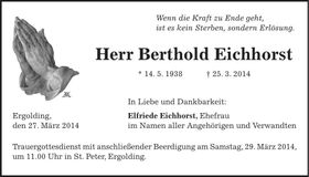 Traueranzeige Berthold Eichhorst