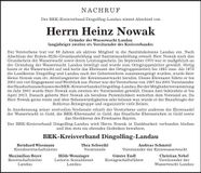 Traueranzeige Heinz Nowak