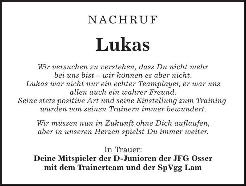 Traueranzeige Lukas Treml
