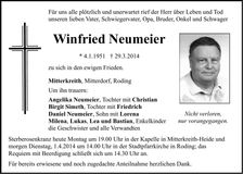 Traueranzeige Winfried Neumeier
