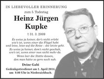 Traueranzeige Heinz Jürgen Kupke