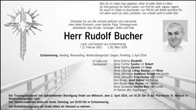 Traueranzeige Rudolf Bucher