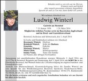 Traueranzeige Ludwig Winterl