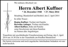 Traueranzeige Albert Kuffner